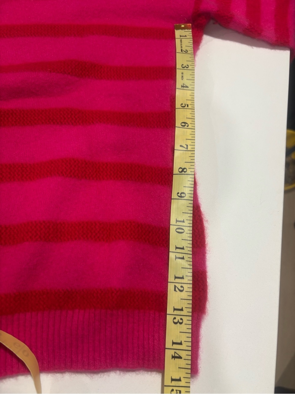 Coldwater Creek Bright Pink and Red Striped V-Neck cashmere Sweater - Picture 6 of 7